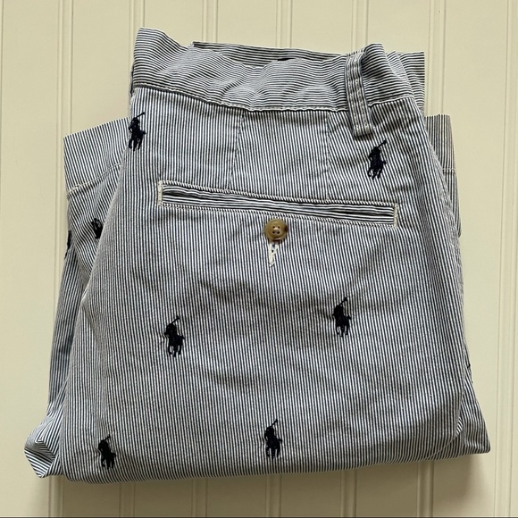 POLO Ralph Lauren  Seersucker  “All Over” Polo Pony Flat Front Shorts!   30 - Picture 9 of 10